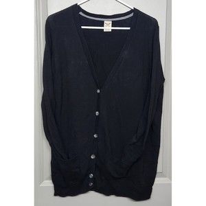 Faded Glory Size 2XL 20 Black V Neck Button Down Long Sleeve Cardigan Sweater